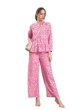 SASSAFRAS Pink Ikat Tiered Shirt With Palazzo Pants