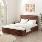 Spacewood Dornik Bed |King Size (78 X 72) Engineered Wood Bed with 3/4th Hydrulic Lifton Storage | 3 Year Warranty | Modern Design |Engineered Wood | Sheesham