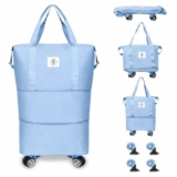 Btag Travel Duffle Bag with Wheels | Convertible Handbag, Trolley & Shoulder Luggage for Clothes | Space-Saving Foldable Travel Companion | Expandable & Waterproof Traveling Bag for Unisex (Ice Blue)