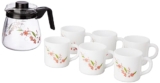 Cello Dazzle Creeper Opalware Coffee Set of 7, White