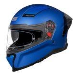 STUDDS Helios ISI and DOT Certified Full Face Helmet with Antifog 100 Lens, Sporty Spoiler (MATT Blue – M)