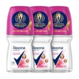 Rexona Lotus Flower & Shea Butter Antiperspirant Roll-On | for Women |72H Odour Protection | Limited Edition Pack – ICC Women’s Cricket World Cup India 2025 |50 ML (Pack of 3)