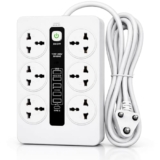 MD Proelectra Premium Strong Extension Board with 6 Universal Sockets, 5 USB Ports, 1 Type-C, 2500W Power Strip with LED Display and Master Switch, Multi Plug Board for Home & Office
