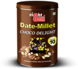 8AM Dates Millet Choco Delight Pack of 10 Made with Dates, Almonds, Cashews, Pistachios(10 x 20 g)