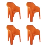 Cello Dynamo Chair Set Pack of 4 – Orange (Plastic) | Strong and Durable | Easy to Clean | Chair for Living Room, Bed Room, Kitchen, Office Room, Outdoor | 3 Years Warranty