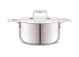 Cello Tri-Ply 24 cm Stainless Steel Cookware Casserole, 5.5 LTR | Tri-Ply Bottom Casserole with SS Lid | Induction and Gas Stove Friendly | for Biryani/Pulao/Halwa/Curries | Silver