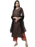 Rangpreet Black Printed Straight Kurta Palazzo with Dupatta Set(4152NKH1065XXL)