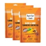 BARK OUT LOUD By Vivaldis Glow & Shine Turmeric Chewstix Fresh Chicken Treats with Pumpkin & Grape Seed Extract for Shiny Skin & Coat- Dogs & Cats Pack of 3, All Life Stages