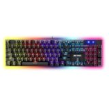 Ant Esports Scorpion MK30 Wired Mechanical Gaming Keyboard, RGB 104 Keys Ultra-Slim LED Backlit USB Wired Keyboard with Red Switch, Durable Abs Keycaps/Anti-Ghosting Keyboard for PC Mac Xbox Gamer