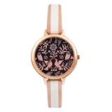 TEAL BY CHUMBAK Round Dial Analog Watch for Women,Floral Birds Collection, Printed Vegan Leather Strap,Gifts for Women/Girls/Ladies,Stylish Fashion Watch for Casual/Work – Pink