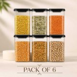 Sentricus Plastic Grocery Container  – 1100 ml(Pack of 6, Black)