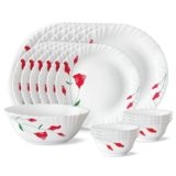 Larah by BOROSIL Diana Opalware Dinner Set, (19-Pieces, White)