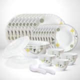 Larah by Borosil Pack of 44 Opalware Galaxy Series Florence Dinnerset, Crockery For Dining & Gifting Dinner Set(Pink, Black, Microwave Safe)