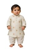Gauri Laxmi Enterprise GLE® Rayon Blend Embroidered Kurta for Boys (3-4 Years) (in, Age, 3 Years, 4 Years, Regular, Off White)