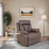 Peachtree Carrera Manual Recliner for Living Room, Metal Mechanism & Mango Wooden Frame | 3 Year Warranty | Velvet Fabric Sofa for Hall, Office | Padded Armstyle