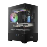 GAMDIAS Aura GC9M Black | Micro Tower Cabinet | Supports Micro-ATX、Mini-ITX | 3 PRE Installed ARGB Fans | Black