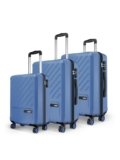 Safari Symphony Set of 3 Trolley Bag Hard Case Polypropylene, 8 Spinner Wheels, 360 Degree Wheeling Carry on Luggage, Travel Bag, Suitcase for Travel, Trolley Bags for Travel, Steel Blue