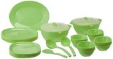 SignoraWare BPA Free Plastic Square Dinner Set | Microwave Safe | Unbreakable & Lightweight | Odor-Free | Great for Parties & Gatherings | Ideal for Regular Home Meals (Set of 32 pcs | Green)