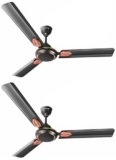 LONGWAY Kiger P2 1200 mm/48 inch Ultra High Speed 3 Blade Anti-Dust Decorative Star Rated Ceiling Fan 2 Years Warranty (Smoked Brown, Pack of 2)