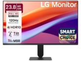 LG24U411A-BN Smartchoice 60 cm (24-inch) Full HD (1920 x 1080) IPS Monitor, 3-Side Virtually Borderless, 1ms MBR, 120Hz, sRGB 99%(Typ.), HDR10, Reader Mode, Flicker Safe, VGA, HDMI, Slim Stand, Black