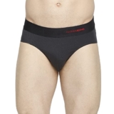 Underjeans Men Cotton Blend Dark Grey Brief Regular Fit Printed (Pack of 1) (UJNPBS057_DK.Grey/RED_M)