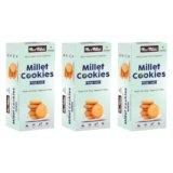ME & MILLETS Cookies – Ragi Twist (Pack of 3, Each 75g) – Delicious Millets Biscuits, Rich In Protein & Fiber, Healthy Tea Snack (Jain Friendly)