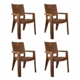 Cello Jordan Set of 4 Chairs (Sandalwood Brown) | Strong and Durable | Easy to Clean | Chair for Living Room, Bed Room, Kitchen, Office Room, Outdoor | 3 Years Warranty