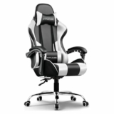GTPLAYER #1USA Multi-Functional Ergonomic Gaming & Computer Chair – Premium PU Leather, Adjustable Neck & Lumbar Pillow for Back Support (White)