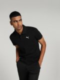 PUMA Solid Men Polo Neck Black T-Shirt
