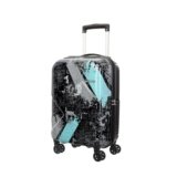 Kamiliant by American Tourister ATHER|Printed Cabin Trolley Bag Small Size (55 cms) for Travel| Hard Case Polypropylene (PP) Suitcase|360° 8-Wheel Spinner Luggage Trolley|Combination Lock|Black