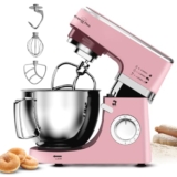 INALSA Stand Mixer 1200W|Pure Copper Motor|5.3L SS Bowl With Splash Guard|Metal Gears for Extra Durability|Accessories Included|Dishwasher Safe|Baking,Cake Mixer,Kneading-Kratos Plus (Pink)