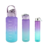 CELLO All Day Large Water Bottle, Purple | Set of 3 (310ml, 790ml, 2085ml) | Leakproof, Easy to Carry, Lightweight | Gym Workout Water Bottle For Fitness, Office, School, Sports & Outdoor Hydration