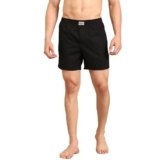 Pepe Jeans Men’s 100% Cotton Boxers Solid Shades, Soft & Breathable, 2 Side Pockets_Black_M