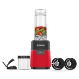 Crompton Ameo Fresh Premium Nutri blender|Smoothie Maker|400 watts powerful motor|2 Food grade jars|Sipper Cap|Storage lid|Black & Red Color|2 Food grade jars|SS 304 blades|2 years warranty