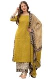Amayra Women’s Pure Cotton Straight Kurta Set with Palazzo Pants & Dupatta|Ethnic wear|Kurta Set for Women(TCK737-N,Yellow,S)