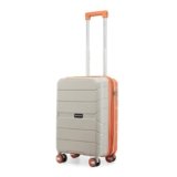 Provogue Cascade Hard-Sided PP 55 Cm Suitcase/Cabin Trolley Bag Small| Expandable Space with 8 Wheels Trolley Bags for Travel |Combination Lock|5 Year Warranty (Timberwolf Grey/Burnt Orange)