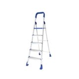 Happer Premium Foldable Aluminium Step Ladder, Clamber Pro, 5 Steps (Blue & Satin)