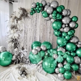 Just Party 25Pcs Silver & 25Pcs Green Metallic Chrome Balloons with Shiny Surface For Birthdays/Anniversary/Engagement/Baby Shower/bachelorette Party Decorations (Pack of 50)