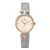 Daniel Klein Analog Silver Round Dial Rose Gold Case Silver Mesh Strap Water-Resistant Wrist Watch for Women Girls, Ladies DK11914-2