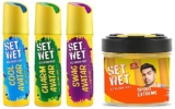 Set Wet Deodorant Spray Perfume, 150ml (Cool, Charm and Swag Avatar Pack of 3) and Hair Gel Ultimate Hold, 250ml for Men