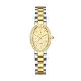 London Fog Queenhithe Collection Watch for Women with Oval Textured Dial, Crystal Studded Bezel and Stainless Steel Strap – LFW20003-22