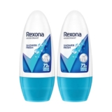 Rexona for Female Shower Fresh Underarm Roll On Deodorant + Antiperspirant With Glycerine, Removes Odour, Even Skin Tone,Keeps Skin Fresh & Clean, Alcohol Free, 50 Ml (Pack Of 2)