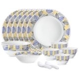 Larah by Borosil 27pc Opalware Dinner Set | for Family of 6 | Microwave & Dishwasher Safe | Bone-Ash Free | Crockery Set for Dining & Gifting | Plates & Bowls (Kora)
