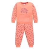 LuvLap Baby Girls Full Sleeve Sweatshirt & Pyjama Set Pack Of 1, Cotton Rich Fleece, Sweet Peach, M (3 to 6 Months)
