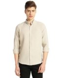 Thomas Scott Men’s Slim Fit Casual Shirt | Long Roll-Up Sleeves | Button-Down Collar | Polyester Fabric (TS1635_LightGrey_L)