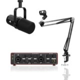 Audio Array Complete Podcast Bundle | USB/XLR Dynamic Mic with Audio Interface 24bit/192kHz & Boom Arm Stand | Professional Streaming & Recording Kit for PC, Mac & Mobile Devices – PB-02