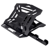 Amazon Basics ABS 2-in-1 Laptop and Mobile Stand, Ergonomic, Adjustable Height, Anti-Slip Base, Heat Dissipation, Portable, Lightweight, Compatible with All Laptops Up to 15.6″ (Black)