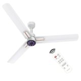 Polycab Wizzy Neo LED 1200mm BLDC Ceiling Fan with remote| BEE 5 Star Rated, Higher Air Delivery| LED Indicator,Sleep and Breeze Mode |3 Years Warranty【Matt White Rosegold】