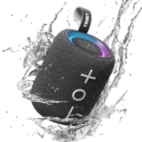 Tribit StormBox Mini+ Bluetooth Speaker 12W,360°Surround Sound,Custom EQ,12H Playtime,BT 5.4,AAC/SBC Support,LED Lights,IPX7 Waterproof,TWS Pairing,Type-C, Portable for Home/Outdoor/Travel Black