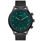 TIMEX Analog Watch for man with Green Round Dial & Black Stainless Steel Mesh Bracelet Band Water Resistant Men’s Wrist Watches – TWHG03SMU25